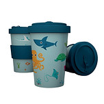 Reisbeker/Travel Cup - Splosh Zeeleven - RPET & Siliconen - Lichtblauw - 400ml