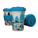 Reisbeker/Travel Cup - Volkswagen T1 Camper Waves are Calling - RPET & Siliconen - Lichtblauw - 400ml