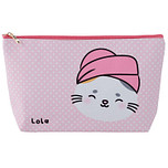 Toilettas Makeup Tas Lola de Kat Groot PVC - Roze - 18x32x7cm (HxBxD)