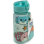 Drinkfles - Adoramals - Zeeleven Vissen - Ecozen - Turquoise met Pop Top - 350ml - 17,5x7cm