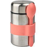 Lunchpot RVS met Lepel - Abrikoos - Dubbelwandig - Warm en Koud - 400ml - Moses