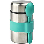 Lunchpot RVS met Lepel - Turqoise - Dubbelwandig - Warm en Koud - 400ml - Moses