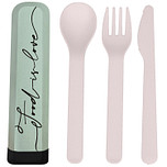 BioLoco Bestekset PLA - Food is Love - Lepel/Vork/Mes - Herbruikbaar - 16cm