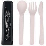 BioLoco Bestekset PLA - Lijntekening op Zwart - Lepel/Vork/Mes - Herbruikbaar - 16cm