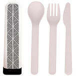 BioLoco Bestekset PLA - Abstract Patroon in Zwart/Wit - Lepel/Vork/Mes - Herbruikbaar - 16cm