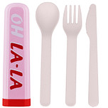 BioLoco Bestekset PLA - Oh La La - Lepel/Vork/Mes - Herbruikbaar - 16cm