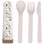 BioLoco Bestekset PLA - Graniet Terazzo - Lepel/Vork/Mes - Herbruikbaar - 16cm