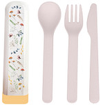 BioLoco Bestekset PLA - Wilde Bloemen - Lepel/Vork/Mes - Herbruikbaar - 16cm