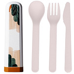 BioLoco Bestekset PLA - Abstracte Aarde - Lepel/Vork/Mes - Herbruikbaar - 16cm