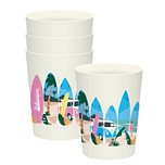 Set Picknick/Camping Bekers RPET - Volkswagen T1 Campers Waves are Calling - 4 stuks - 450ml - 13x9cm