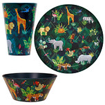 Set Picknick/Camping Bord & Schaaltje & Beker RPET - Animal Kingdom - 23cm/6,5x14,5/450ml