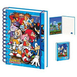 Notitieboek Sonic the Hedgehog - A5 Gelinieerd Ringband - Sonic & Tails & Gamekarakters - Blauw met Elastiek