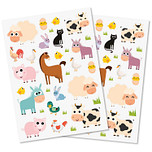 Stickers 2 Vellen - Boerderijdieren Cartoonstyle - Scrapbook Hobby DIY Stickervellen - 0.9-6cm - 62 Stuks 