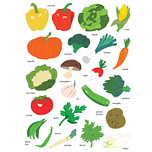 Stickers - Groenten - Diverse Soorten - Scrapbook Hobby DIY - 2 Stickervellen - 2.5-5cm - 44 Stuks
