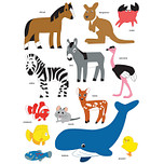 Stickers - Wilde & Boerderij Dieren & Zeeleven - Scrapbook Hobby DIY - 2 Stickervellen - 2.8-11.2cm - 26 Stuks