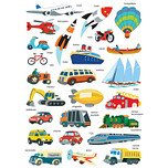 Stickers - Transport - Vrachtwagen/Boot/Auto/Vliegtuig/Raket - Scrapbook Hobby DIY - 2 Stickervellen - 2.5-7.5cm - 50 Stuks