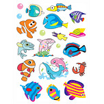 Stickers - Gekleurde Vissen & Zeeleven - Scrapbook Hobby DIY - 4 Stickervellen - 1.5-4.5cm - 74 Stuks