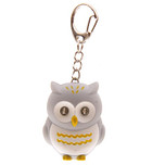 Sleutelhanger Uil met lichtgevende ogen en geluid - grijs 4,5cm