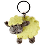 Vilten Sleutelhanger Geel Wollig Schaapje - 10cm 