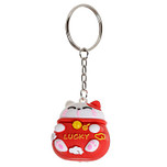Sleutelhanger Maneki Gelukskat Rood PVC - 4cm