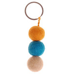 vilten sleutelhanger van 3-vilten balletjes oranje blauw beige 7x2 5cm