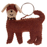 Vilten sleutelhanger Labradoodle bruin - 9x8cm