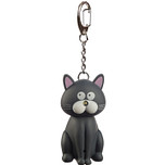 Sleutelhanger - Kat Zwart - Led Lampje & Miauw Geluid - 10x5,5x2,5cm