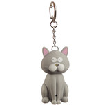 Sleutelhanger - Kat Lichtgrijs - Led Lampje & Miauw Geluid - 10x5,5x2,5cm