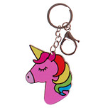 Sleutelhanger met Clip - Eenhoorn Roze - Rainbow Unicorn - Hard Kunsstof - 7x5cm