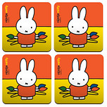 Onderzetter - Nijntje Artiest Pencelen - Set van 4 - Oranje/Geel - Kurk - 9,5x9,5