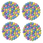Vilten Onderzetters - Set 4 stuks - Bolletjes Volle Pastelkleuren - 10 cm - Fairtrade