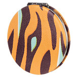 Make-up spiegeltje Wildlifeprint zebrastrepen oranje - 6cm