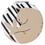 Compact Make Up Spiegeltje Slapende kat Lichtbruin - 6cm