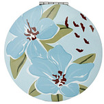 Compact Make Up Spiegeltje Florens met Blauwe Bloemen - Lichtblauw - 6,5cm