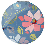 Compact Make Up Spiegeltje Julie Dodsworth Gekleurde Bloemetjes - Donkerblauw - 6,5cm
