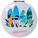Make-Up Spiegeltje - VW Volkswagen T1 Busje - Waves Are Calling - Roze - Originele Licentie - 6,5cm