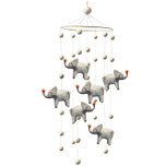 Vilten mobiel 6 grijze vilten Olifanten - 21cm