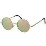 Kinderzonnebril rond goudkleurig montuur revo glas roze-goud 5-8jr - 100% UV cat 3