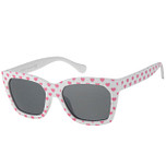 Meisjeszonnebril Wit met donker roze hartjes 5-8jr - 100% UV cat 3