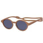 Kinderzonnebril - Bruin met rubber hoofdband aan voet 10mnd-4jr - 100% UV cat 3