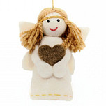 Vilten Hanger Kerst Engeltje met hart - 4x10cm