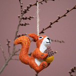 Vilt Hanger Eekhoorn - Oranjebruin - Bosthema - 10cm - Fairtrade Homedeco