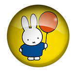 Magneet Glas - Nijntje met Ballon - Geel - 4cm