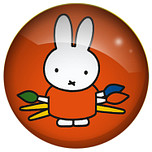 Magneet Glas - Nijntje Artiest Pencelen - Oranje - 4cm