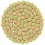 Vilten Onderzetter Rond - Bolletjes Terrakleuren Roze/Groen - 20 cm - Fairtrade