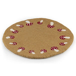 Vilt Onderzetter - Beigebruin - Paddenstoelen Rood/Wit - 35cm - Fairtrade Homedeco