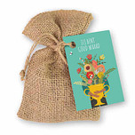Blossombs Giftzakje Jute - Jij bent goud waard - 8x Bloemzaadbommetjes - 100% Biologisch