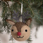 Kerstbal Vilt - Rudolf Rendier / Winterdieren - 8cm - Rond - Fairtrade