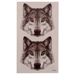 Plaktatoeage - Neptattoo - Wolven Kop - Zwart/Grijs/Groen - 9x8cm