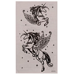 Plaktatoeage - Neptattoo - Eenhoorn/Unicorn & Sterren - Zwart - 8x6cm & 10x9cm